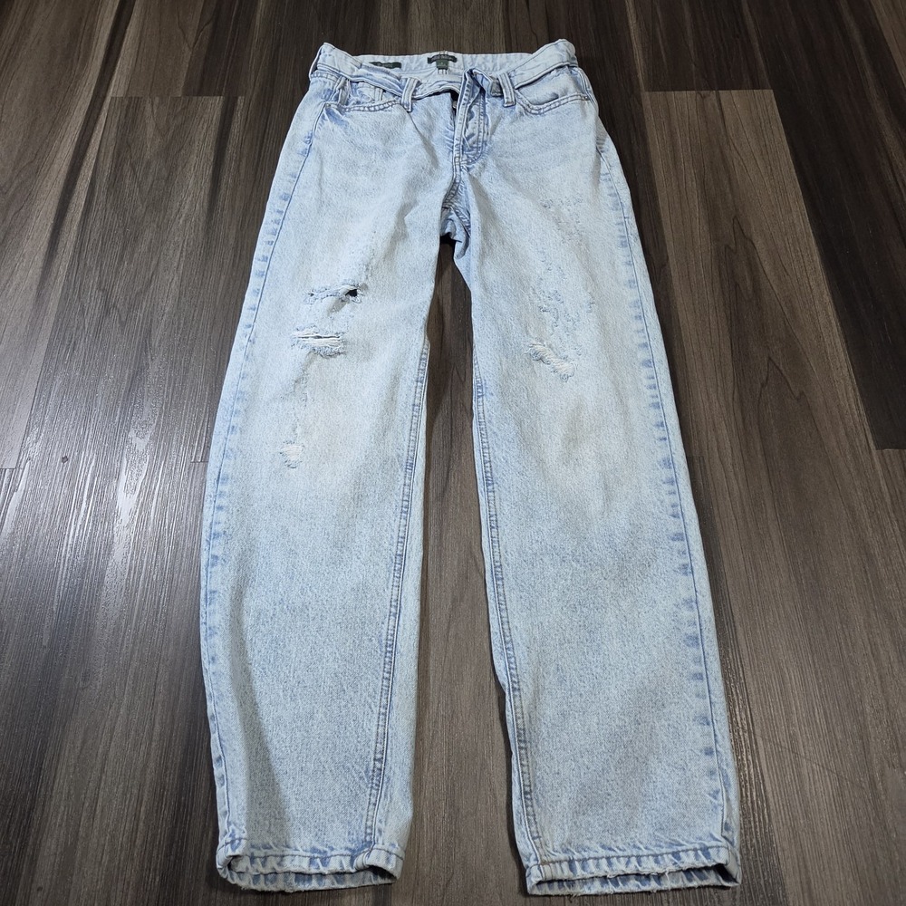 Wild Fable Women's Wide-Leg Jeans Size 6 Light Wash Blue Distressed 5-Pocket - Picture 2 of 9
